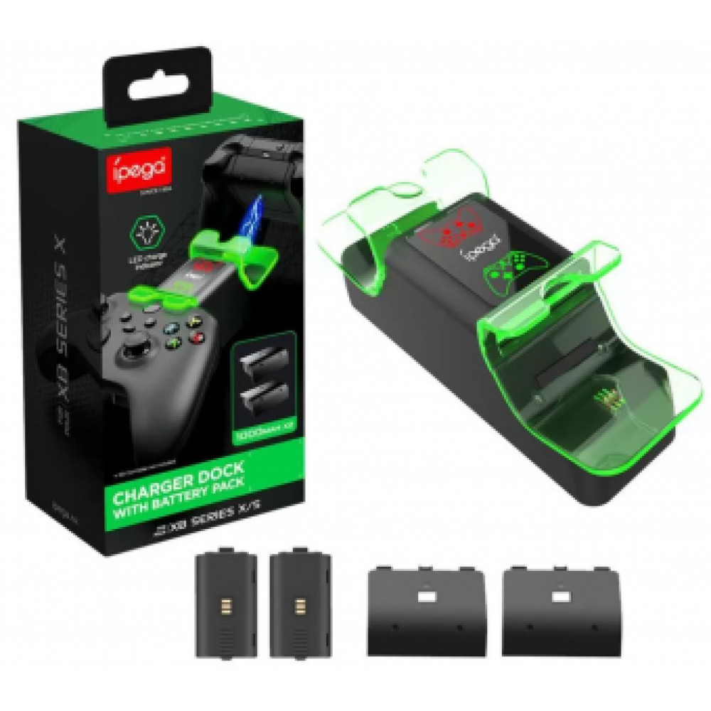 Зарядная станция Xbox Series S/X Dual Charging Dock + 2 АКБ 1000 mAh PG-XBX003 iPega