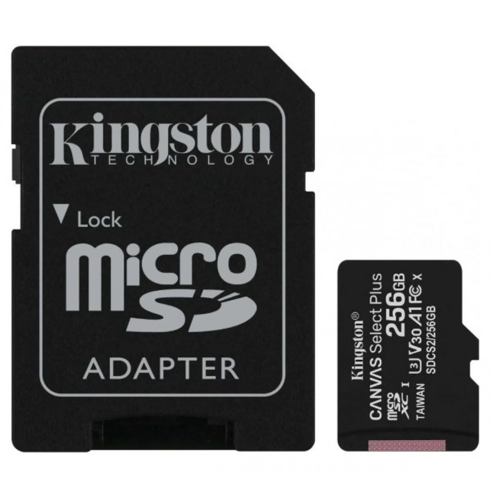Карта памяти 256gb kingston class 10 canvas select plus a1 100 mb/s без адаптера
